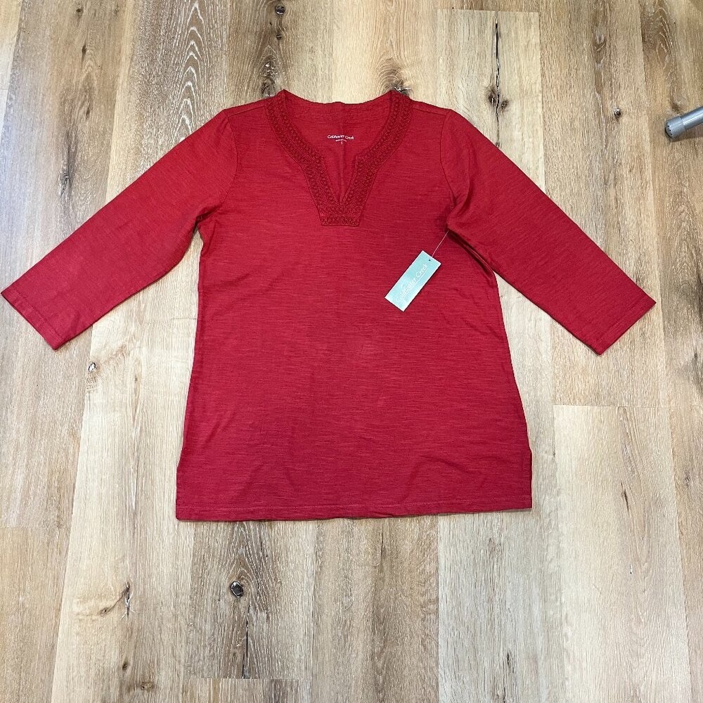 Coldwater Creek Womens 100% Slubbed Cotton Tunic Size S NWT